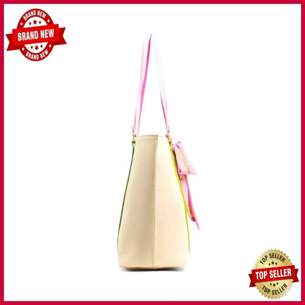 Canvas Tote Bag with Tennis Ball Detail and Scarf, Shoulder Strap